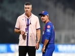 Ricky Ponting and Kevin Pietersen during a warm-up before a match.