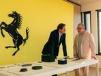 Ferrari executive chairman John Elkann with Sir Jony Ive. (Official image)