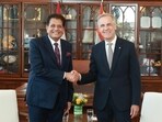 Union minister Piyush Goyal with Canadian PM Mark Carney.