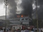 Many workers were inside the unit but they exited safely as the fire started, said a senior police officer. (Sakib Ali/HT Photo)