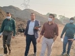 Officials inspecting waste disposal plant in Karsada in Varanasi. (HT PHOTO) Officials inspecting waste disposal plant in Karsada in Varanasi. (HT PHOTO)