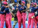 Rajasthan Royals' players celebrate their win against Mumbai Indians. (AFP)