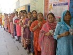 Several polling booths saw a steady turnout of women voters throughout the day, many of whom linked civic issues with quality of life and public safety. (Sant Arora/HT)