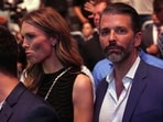 Donald Trump Jr. and Bettina Anderson attend UFC 327 at Kaseya Center in Miami, Florida, April 11, 2026. 