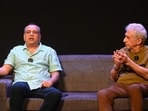 Veteran actors Naseeruddin Shah and Paresh Rawal attended the inaugural session of the first Shri Ram Lagoo National Theatre Festival in Pune. (HT)