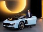 John Elkann, Ferrari chairman and the automaker’s newly unveiled EV—the Luce.