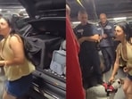 As the argument continues, the woman appears to defend herself.