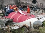 NSG, NDRF, Air Force, FSL, Fire rescue force, AAIB, DGCA, and CISF team members inspect the wreckage of the London-bound Air India flight which crashed on June 12 in Ahmedabad.