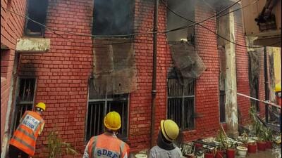 Authorities said nearly 21 courts have been temporarily shifted to the PWD Rest House after the blaze. (Parveen Kumar/HT)