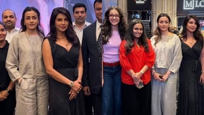 Priyanka Chopra visits AMB Cinema with Namrata Shirodkar. Priyanka Chopra visits AMB Cinema with Namrata Shirodkar.