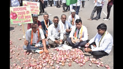 On Tuesday, hundreds of onion farmers from rural Nashik joined a protest rally against low wholesale prices. (HT) On Tuesday, hundreds of onion farmers from rural Nashik joined a protest rally against low wholesale prices. (HT)