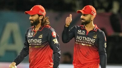 Rajat Patidar and Virat Kohli after winning Qualifier 1. (PTI) Rajat Patidar and Virat Kohli after winning Qualifier 1. (PTI)