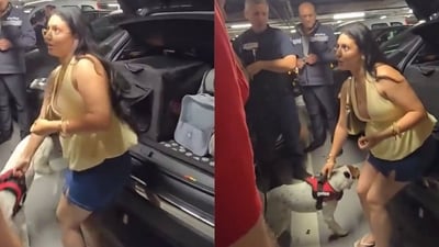 As the argument continues, the woman appears to defend herself. (X/@christo76113245)