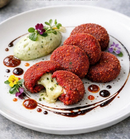 This beetroot tikki with molten herbed mozzarella centre tastes magical. This beetroot tikki with molten herbed mozzarella centre tastes magical.