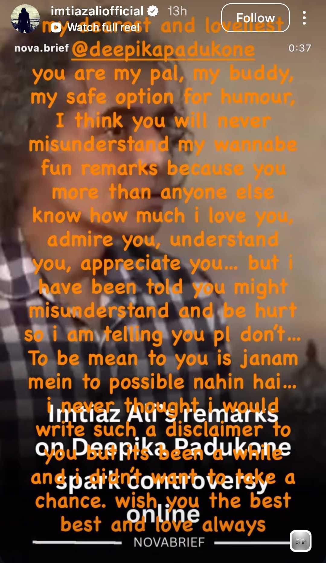 Imtiaz Ali's note for Deepika Padukone. Imtiaz Ali's note for Deepika Padukone.