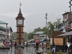 A view of the Lal Chowk amid rainfall, in Srinagar, Jammu and Kashmir on Monday. (ANI) A view of the Lal Chowk amid rainfall, in Srinagar, Jammu and Kashmir on Monday. (ANI)