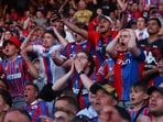 Fans gather to watch Crystal Palace v Rayo Vallecano - Selhurst Park, London, Britain