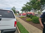 Authorities seen at the scene of a bomb threat in Hampton. Authorities seen at the scene of a bomb threat in Hampton.