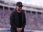 NASCAR Hall of Famer Kurt Busch stands during the remembrance ceremony for his brother, Kyle Busch NASCAR Hall of Famer Kurt Busch stands during the remembrance ceremony for his brother, Kyle Busch