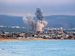 Smoke rises from the site of an Israeli strike near the southern Lebanese city of Tyre on May 27, 2026.
