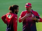 Royal Challengers Bengaluru's captain Rajat Patidar, left, and coach Andy Flower during a practice session