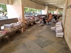 Twenty-one courts started functioning from the PWD guest house in Civil Lines under makeshift arrangements on Tuesday. (Parveen Kumar/HT)