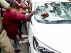 The vehicle, which also had women officials on board, was targeted during the incident, said a report. (ANI Video Grab)