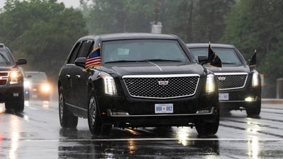 Presidential vehicle in a motorcade carrying President Donald Trump drives in front of the Walter Reed National Military Medical Center from the White House, Tuesday, May 26, 2026 (AP Photo) Presidential vehicle in a motorcade carrying President Donald Trump drives in front of the Walter Reed National Military Medical Center from the White House, Tuesday, May 26, 2026 (AP Photo)