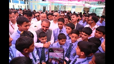 Chief minister Sukhvinder Singh Sukhu meets students during the visit to the newly upgraded CBSE Government Senior Secondary School, Nerwa, in Shimla district on Wednesday. (HT Photo) Chief minister Sukhvinder Singh Sukhu meets students during the visit to the newly upgraded CBSE Government Senior Secondary School, Nerwa, in Shimla district on Wednesday. (HT Photo)