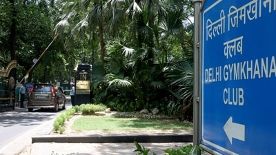 A car enters the Delhi Gymkhana Club, one of the oldest clubs in India, in New Delhi. (REUTERS)