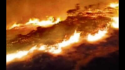 This is the third such fire incident reported in the division within the last fortnight. (HT Photo) This is the third such fire incident reported in the division within the last fortnight. (HT Photo)