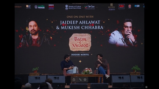 A session featuring actor Jaideep Ahlawat in conversation with casting director Mukesh Chhabra. (Courtesy Bazm-e-Virasat)