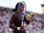 US Coco Gauff prepares to serve to Egypt's Mayar Sherif during their women's singles match on day 5 of the French Open