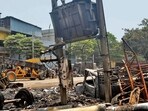 The godown where the fire broke out on RK road in Ludhiana on Thursday. (Gurpreet Singh/HT)