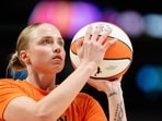 Hailey Van Lith warms up before the Suns game against the Portland Fire at Moda Center on May 27.(Getty Images via AFP)