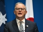 Australia's Prime Minister Anthony Albanese speaks to the press 