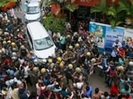 LDF activists attack the vehicle carrying Enforcement Directorate (ED) officials after raid at former Kerala chief minister Pinarayi Vijayan's residence