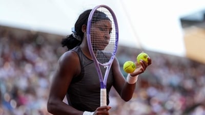 US Coco Gauff prepares to serve to Egypt's Mayar Sherif during their women's singles match on day 5 of the French Open (AFP) US Coco Gauff prepares to serve to Egypt's Mayar Sherif during their women's singles match on day 5 of the French Open (AFP)