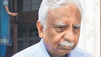 Mumbai, India - 20 Mar, 2020: Former Jet Airways Chairman Naresh Goyal alongwith wife Anita Goyal at ED office regarding Jet Airways case, in Mumbai, India, on Friday, 20 Mar, 2020. (Photo by Bhushan Koyande/HT)