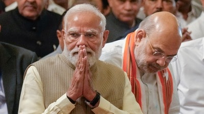 New Delhi: Prime Minister Narendra Modi, Union Home Minister Amit Shah and others during a Civil Investiture Ceremony, at Rashtrapati Bhavan in New Delhi, Monday, May 25, 2026. (PTI Photo/Shahbaz Khan)(PTI05_25_2026_000500A) (PTI)