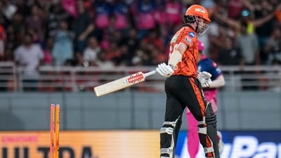 Sunrisers Hyderabad's Travis Head walks off the field after his dismissal during the Indian Premier League (IPL) 2026 T20 Eliminator cricket match (PTI)