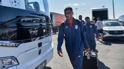 Iran national team players arrive in Antalya, southern Turkey. (Tolga Yildirim/DHA via AP) Iran national team players arrive in Antalya, southern Turkey. (Tolga Yildirim/DHA via AP)