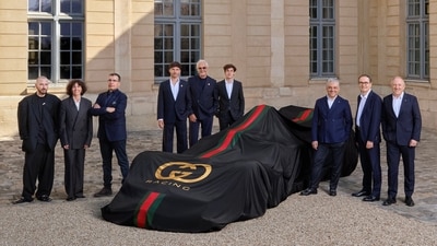 Gucci, Kering and Formula 1 officials pose for the unveiling of the partnership. (Credits: X) Gucci, Kering and Formula 1 officials pose for the unveiling of the partnership. (Credits: X)