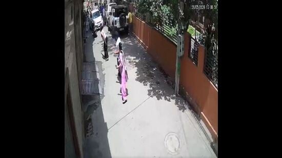 A CCTV grab of the clash in Amritsar’s Kot Atma Ram on Thursday. (HT)