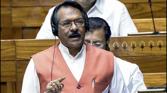 Delhi BJP MP Harsh Malhotra speaks in the Lok Sabha during this year’s Budget Session. (Sansad TV File)
