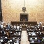 Rajya Sabha proceedings are underway during the Budget Session of the Parliament, in New Delhi.
