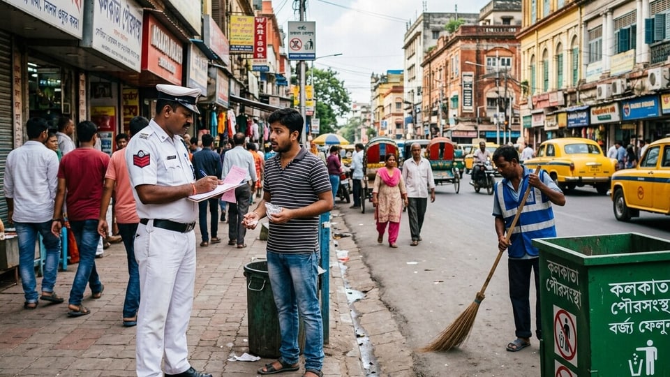 রাস্তায় থুতু, প্যাকেট বা নোংরা ফেললেই জরিমানা। ডেডলাইন বেঁধে দিল পশ্চিমবঙ্গ সরকার। (ছবিটি প্রতীকী, সৌজন্যে Nano Banana দিয়ে তৈরি)