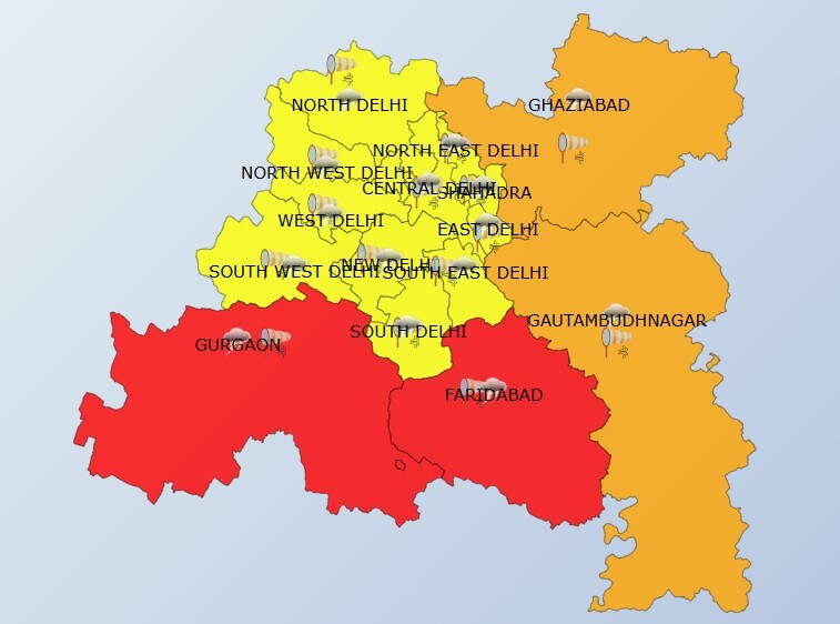Delhi on orange alert as rain, severe thunderstorm likely to hit in few hours. (IMD)