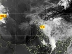 The cloud belt can be seen coming from Pakistan, covering large parts across northwest India