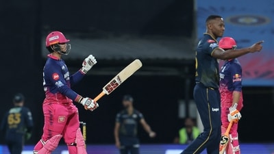 Ultimately, it was some unfortunate deja vu for Sooryavanshi. On 96, he tries to uppercut one but had minimal control, caught down at third man – similar score and similar dismissal to the one vs SRH. In a battle between the Purple Cap and Orange Cap, Purple comes through just enough. (REUTERS)